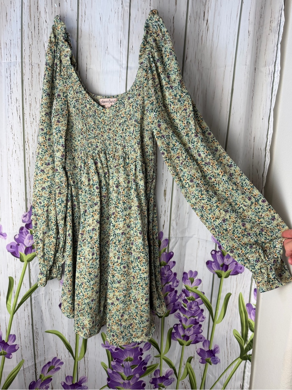 Floral Long Sleeve Mini Dress - Picture 2 of 6